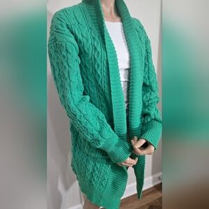Green Cable Knit Women's Sweater